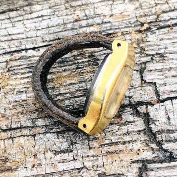 OOAK Pulsar Y590 Gold Tone/Custom Black Leather Band Sz 6.5 Working Watch Ring - Picture 7 of 9